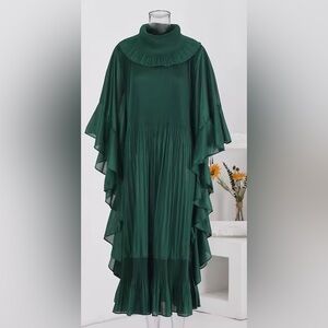 Green pleated dress